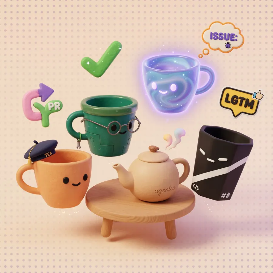 agentea의 찻잔 모양 AI 에이전트 캐릭터들